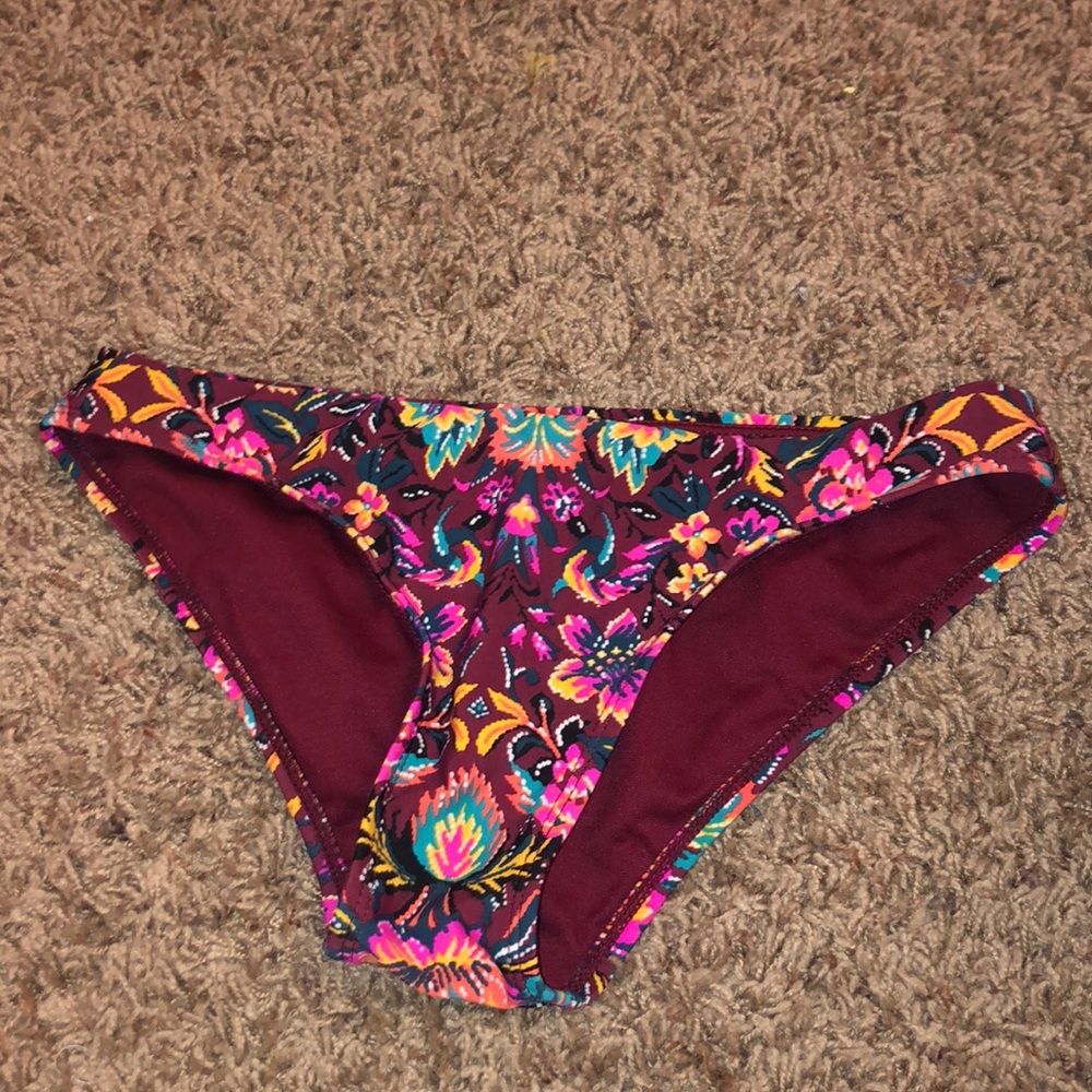 Maroon floral bikini bottoms